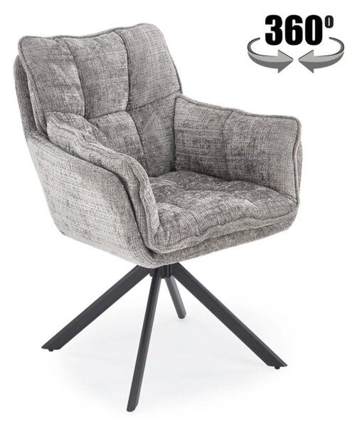 Scaun rotativ K597, gri/negru, stofa/metal, 70x67x90 cm