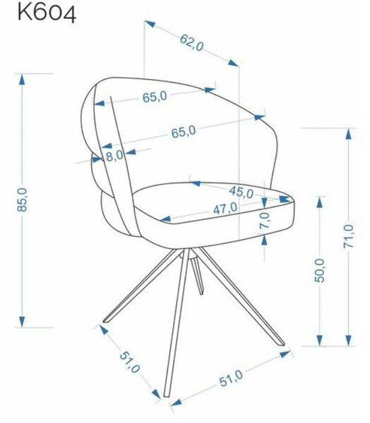 Scaun rotativ K604, gri/negru, stofa/metal, 65x62x85 cm
