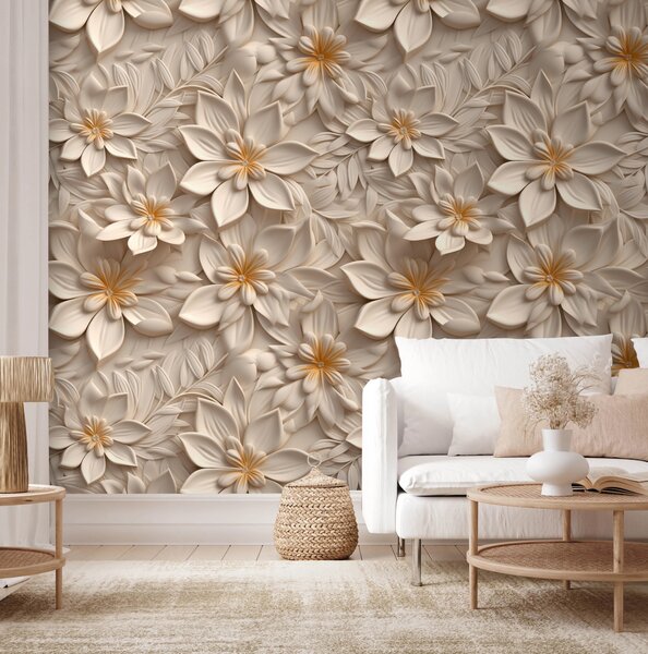 Fototapet Un design floral elegant, în nuanțe delicate, Fototapet flori 3D, Fototapet populare, u95251 - Tapeko.ro