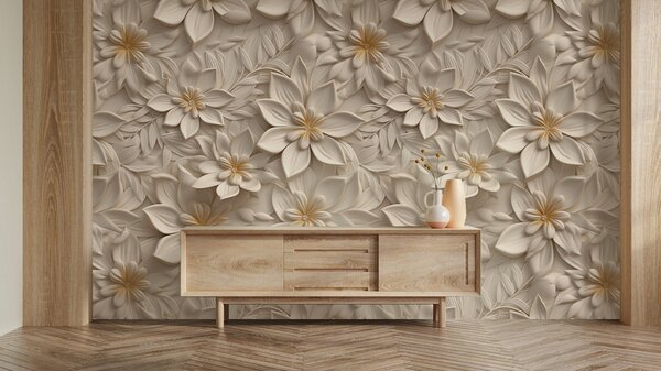 Fototapet Un design floral elegant, în nuanțe delicate, Fototapet flori 3D, Fototapet populare, u95251 - Tapeko.ro