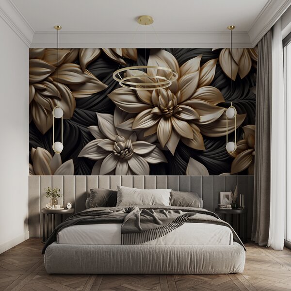 Fototapet Design floral elegant pe fundal închis, Fototapet flori 3D, Fototapet populare, u95252 - Tapeko.ro