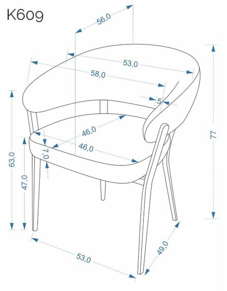 Scaun K609, bej/negru, stofa clasica/metal, 53x56x77 cm