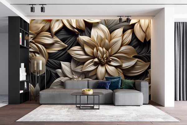 Fototapet Design floral elegant pe fundal închis, Fototapet flori 3D, Fototapet populare, u95252 - Tapeko.ro