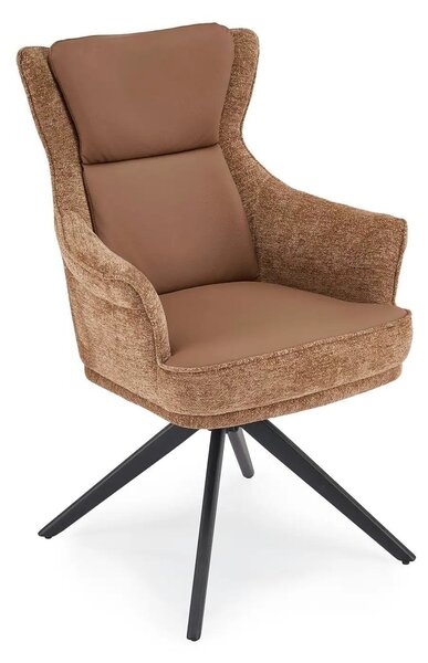 Scaun rotativ K611, maro, piele ecologica/stofa, 64x66x96 cm