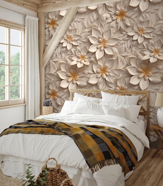 Fototapet Un design floral elegant, în nuanțe delicate, Fototapet flori 3D, Fototapet populare, u95251 - Tapeko.ro