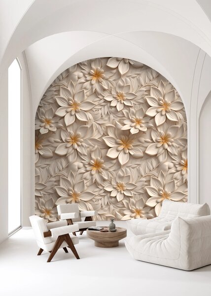 Fototapet Un design floral elegant, în nuanțe delicate, Fototapet flori 3D, Fototapet populare, u95251 - Tapeko.ro