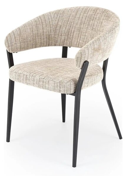 Scaun K609, bej/negru, stofa clasica/metal, 53x56x77 cm