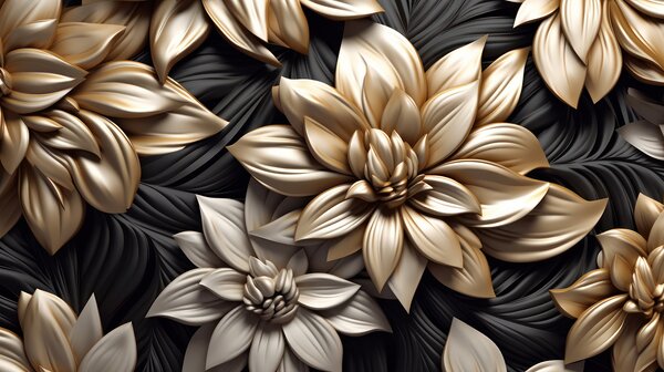Fototapet Design floral elegant pe fundal închis, Fototapet flori 3D, Fototapet populare, u95252 - Tapeko.ro