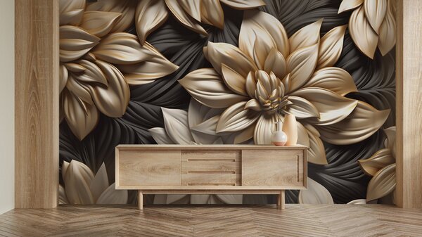 Fototapet Design floral elegant pe fundal închis, Fototapet flori 3D, Fototapet populare, u95252 - Tapeko.ro