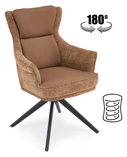 Scaun rotativ K611, maro, piele ecologica/stofa, 64x66x96 cm