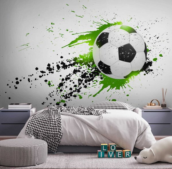Fototapet Mingea de fotbal cu stropi de vopsea, Fototapet băieți, Fototapet populare, u57431 - Tapeko.ro