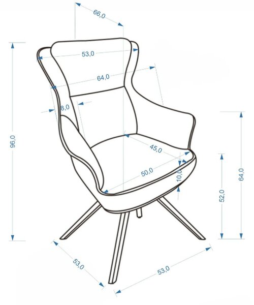 Scaun rotativ K611, maro, piele ecologica/stofa, 64x66x96 cm