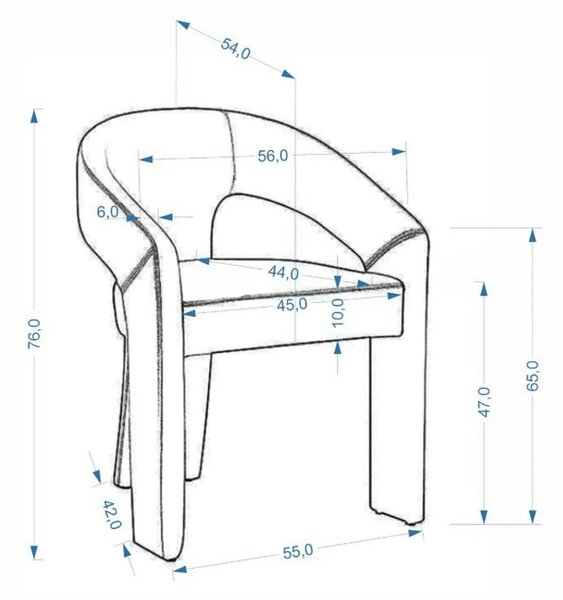 Scaun K612, stofa buclata bej, 56x54x76 cm