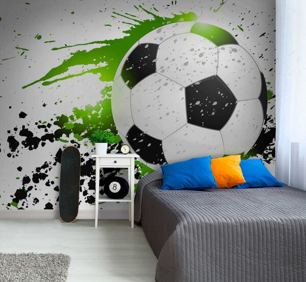 Fototapet Mingea de fotbal cu stropi de vopsea, Fototapet băieți, Fototapet populare, u57431 - Tapeko.ro