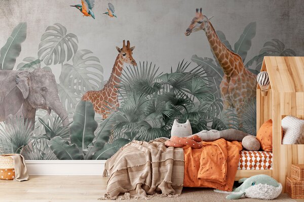 Fototapet Grup de girafe într-o pădure, Fototapet jungle, Fototapet populare, u95271 - Tapeko.ro