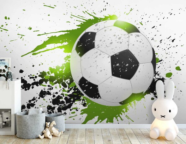 Fototapet Mingea de fotbal cu stropi de vopsea, Fototapet băieți, Fototapet populare, u57431 - Tapeko.ro