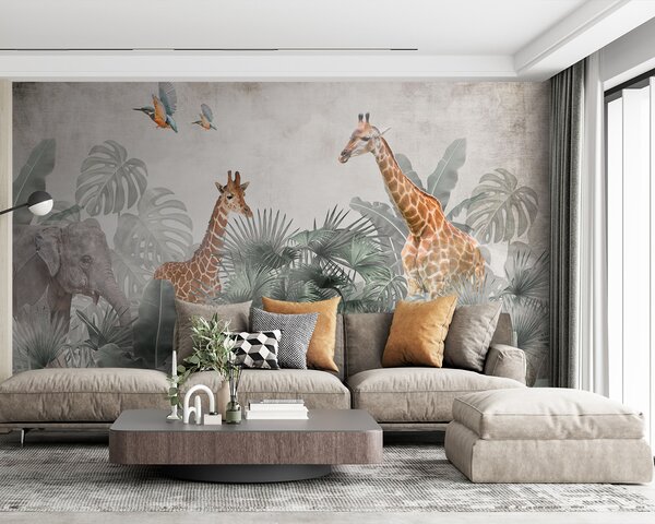 Fototapet Grup de girafe într-o pădure, Fototapet jungle, Fototapet populare, u95271 - Tapeko.ro
