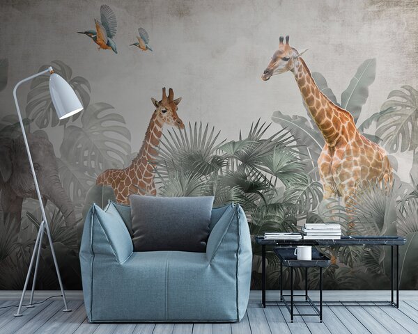Fototapet Grup de girafe într-o pădure, Fototapet jungle, Fototapet populare, u95271 - Tapeko.ro