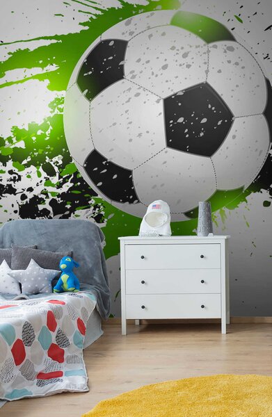 Fototapet Mingea de fotbal cu stropi de vopsea, Fototapet băieți, Fototapet populare, u57431 - Tapeko.ro