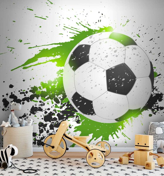 Fototapet Mingea de fotbal cu stropi de vopsea, Fototapet băieți, Fototapet populare, u57431 - Tapeko.ro