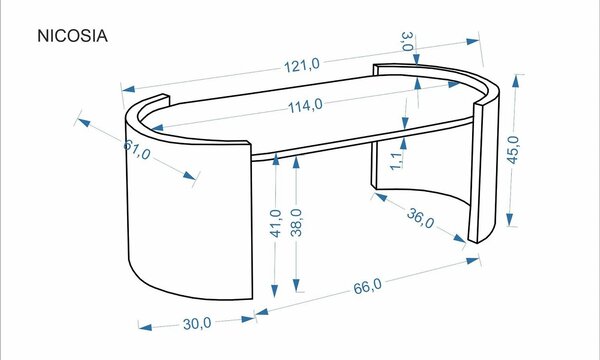 Masuta cafea NICOSIA, bej/nuc, piatra sinterizata, 121x61x45 cm