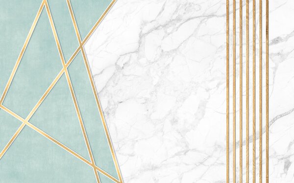 Fototapet Design elegant cu mentă și marmură, Fototapet geometric 3D, Fototapet populare, u95385 - Tapeko.ro