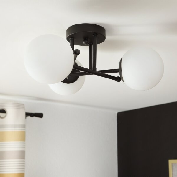 Brilagi - Lustru aplicat de tavan MALIVA 3xE14/15W/230V negru/alb