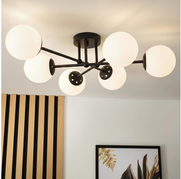 Brilagi - Lustră aplicată MALIVA 6xE14/15W/230V negru/alb