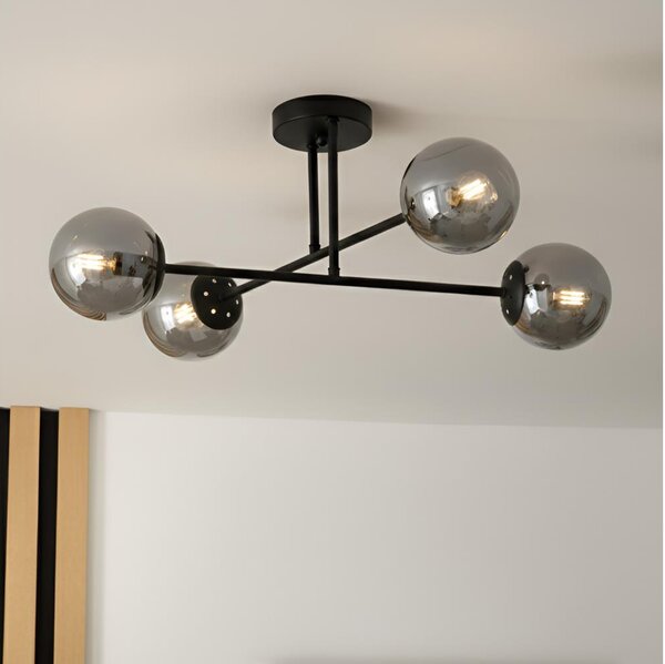 Brilagi - Lustru aplicat MALIVA 4xE14/15W/230V negru/fumuriu