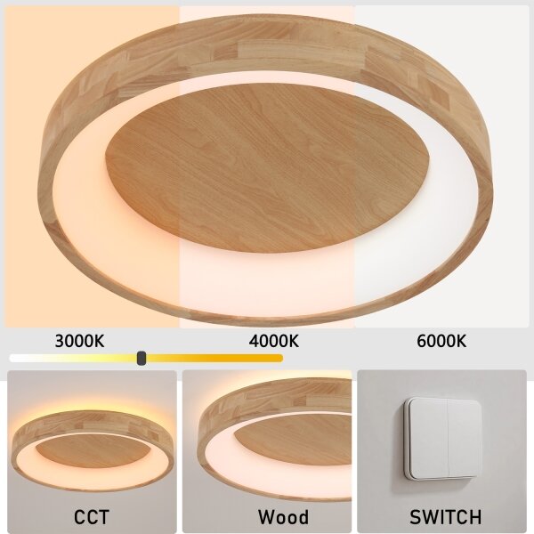 Plafonieră Brilagi-LED FALCON WOOD LED/40W/230V 3000/4000/6000K 60 cm lemn