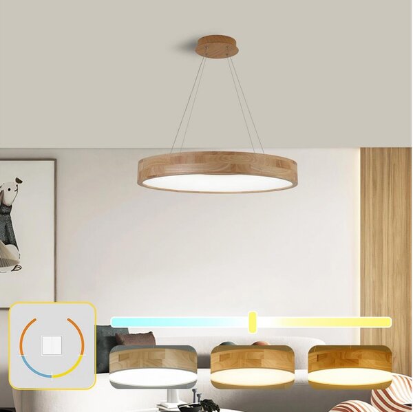 Brilagi - Lustră LED suspendată pe cablu FALCON WOOD, LED/40W/230V, 3000/4000/6000K, 60 cm, lemn
