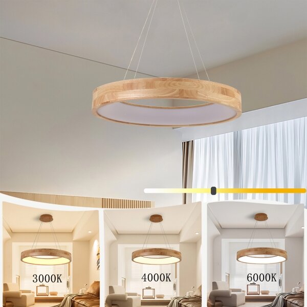 Brilagi - Lustră LED suspendată pe cablu FALCON WOOD, LED/40W/230V, 3000/4000/6000K, 60 cm, lemn