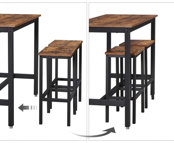 Set Masa tip Bar Vasagle, 120x60x90cm/40x30x65cm