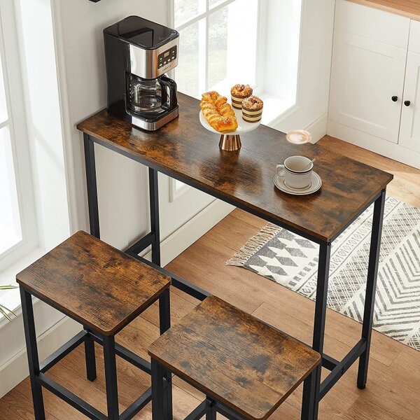 Set Masa si Scaune tip Bar Vasagle, 100x40x90cm/30x40x65cm