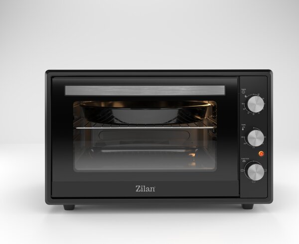 Cuptor electric Zilan ZLN2433, Putere 2000W, Capacitate 65L, Geam dublu, Timer, Termostat, 3 trepte putere, interior emailat, Negru