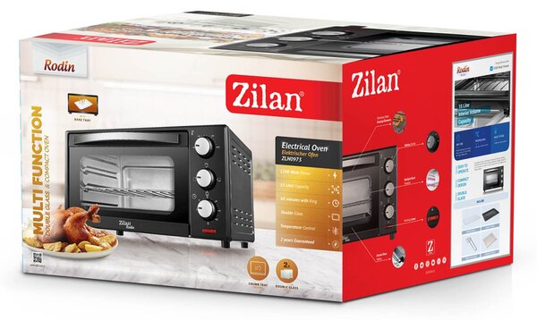 Cuptor electric Zilan ZLN0973 RODIN, 1200 W, 15 Litri, Temperatura Reglabila, Geam Duble, Negru