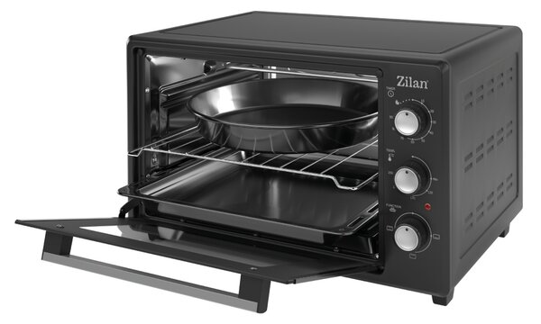Cuptor electric Zilan ZLN5323 Gusto, Capacitate 35L, Temperatura maxima 250C, Timer, Element incalzire ascuns, Putere 1800W, Negru