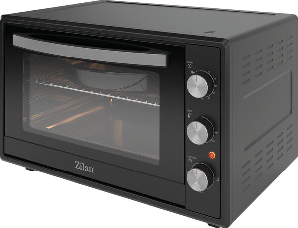 Cuptor electric Zilan ZLN2433, Putere 2000W, Capacitate 65L, Geam dublu, Timer, Termostat, 3 trepte putere, interior emailat, Negru