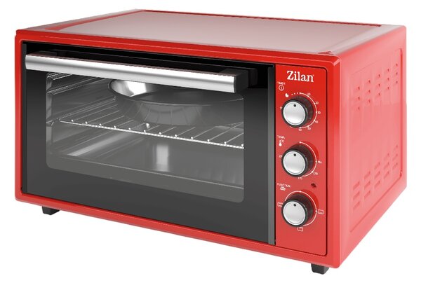 Cuptor electric Zilan ZLN5650, Putere 2000W, Capacitate 45L, Timer, Termostat, 3 trepte putere, interior emailat, Rosu