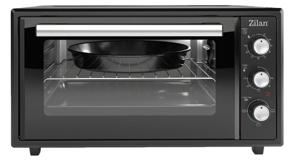 Cuptor electric Zilan ZLN5649, Putere 2000W, Capacitate 45L, Timer, Termostat, 3 trepte putere, interior emailat, Negru
