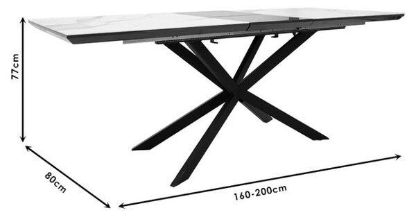 Masa Palan Extensibila Negru - Alb Gri 200x80x77 cm