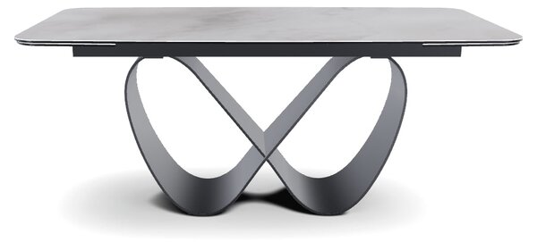 Masă extensibilă INFINITY, bej/cupru, sticlă securizată/ceramică/metal