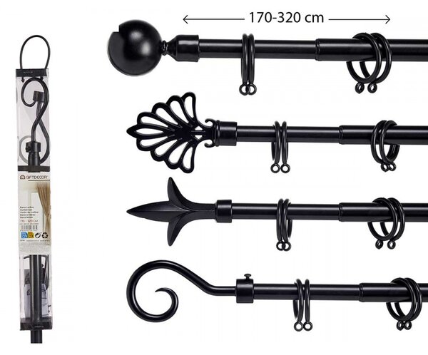 Galerie de metal neagra VALANCE GLOBE 170-320 cm