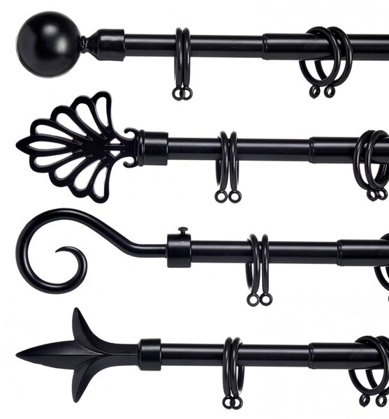 Galerie de metal neagra VALANCE GLOBE 170-320 cm