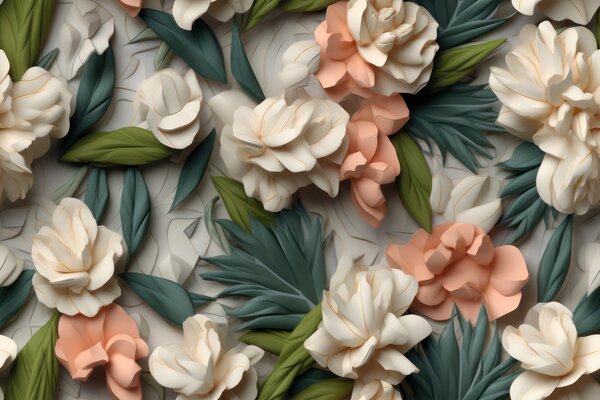 Fototapet Flori delicate cu verdeață luxuriantă, Fototapet flori 3D, Fototapet populare, u95592 - Tapeko.ro
