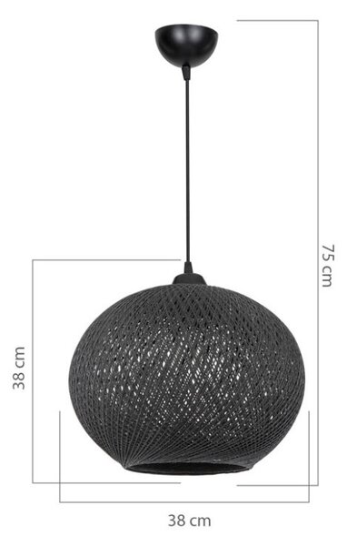 Lustra cu o singura lumina PWL-1112, E27, negru, 38x75 cm