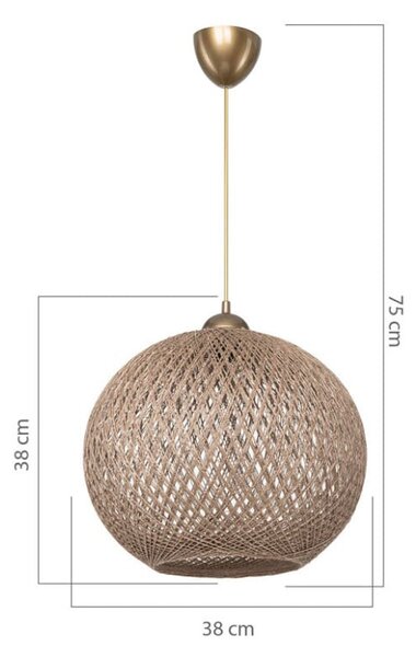 Lustra cu o singura lumina PWL-1112, E27, maro, 38x75 cm
