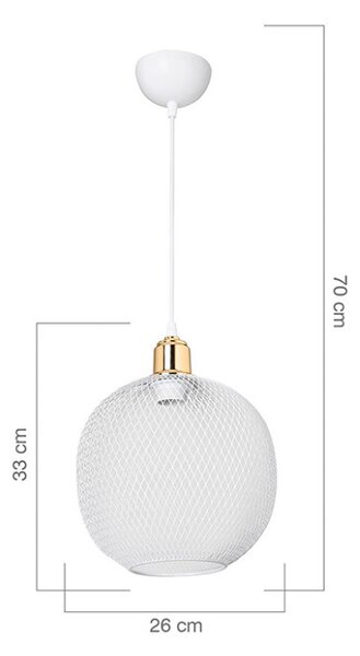 Lustra cu o singura lumina PWL-0977, E27 alb-auriu, 26x70 cm