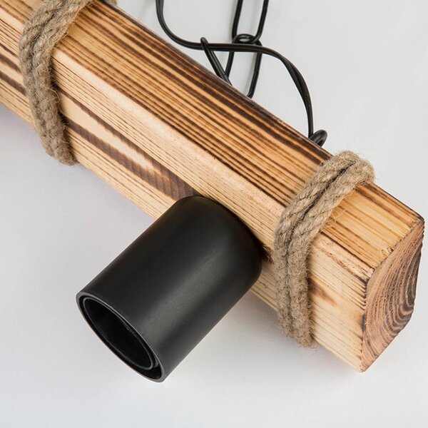 Lustra cu trei lumini PWL-1027, E27 natural-negru 48.5x10x47 cm