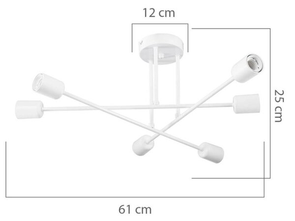 Lustra cu sase lumini PWL-1122, E27, auriu, 61x25 cm